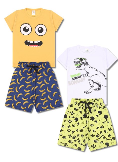 Kit Sortido Pijama Curto Infantil Masculino Kit 5 Pijamas