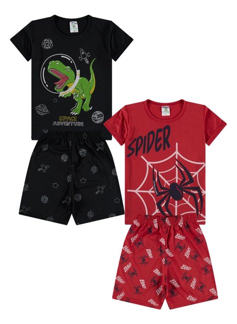 Kit Sortido Pijama Curto Infantil Masculino Kit 5 Pijamas