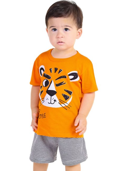 Conjunto Infantil Verão Masculino Safari Tiger Style