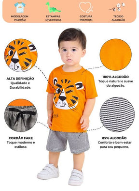 Conjunto Infantil Verão Masculino Safari Tiger Style