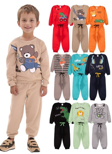 Kit Sortido Conjunto Moletom Infantil Menino Kit 7 Conjuntos