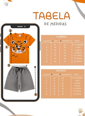 Conjunto Infantil Verão Masculino Safari Tiger Style