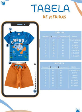 Conjunto Curto Infantil Menino Turma da Floresta – Camiseta Verde + Bermuda Marrom Verão 2026