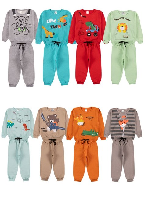 Kit Sortido Conjunto Moletom Infantil Menino Kit 7 Conjuntos