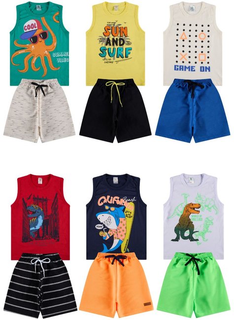 Kit Sortido Conjunto Regata Infantil Masculino Kit 5 Conjuntos