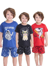 Kit Sortido Pijama Curto Infantil Masculino Kit 5 Pijamas