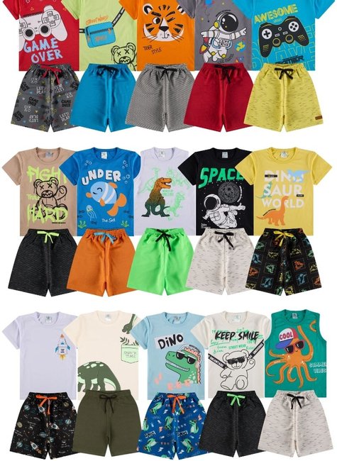 Kit Sortido Conjunto Infantil Menino Kit 10 Conjuntos