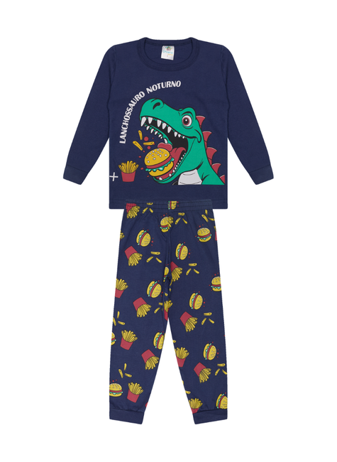 Pijama Longo Infantil Masculino Lanchossauro