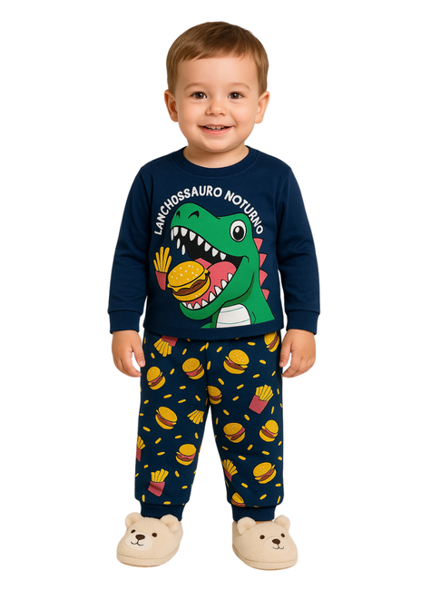 Pijama Longo Infantil Masculino Lanchossauro