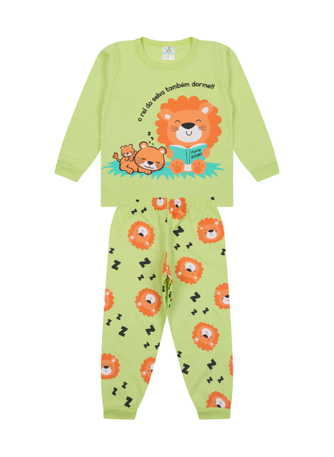 Pijama Infantil Masculino Longo Leãozinho “O Rei da Selva Também Dorme”