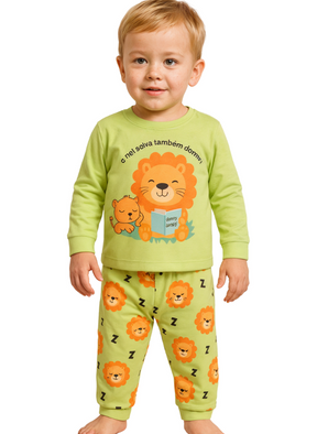 Pijama Infantil Masculino Longo Leãozinho “O Rei da Selva Também Dorme”