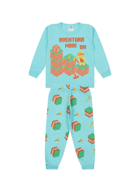 Pijama Infantil Masculino Longo Aventura Mode On Estilo Blocos