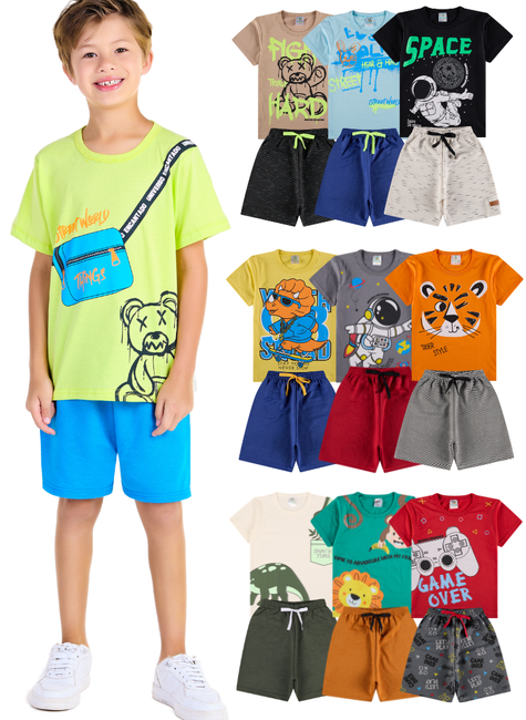 Kit Sortido Conjunto Infantil Menino Kit 10 Conjuntos