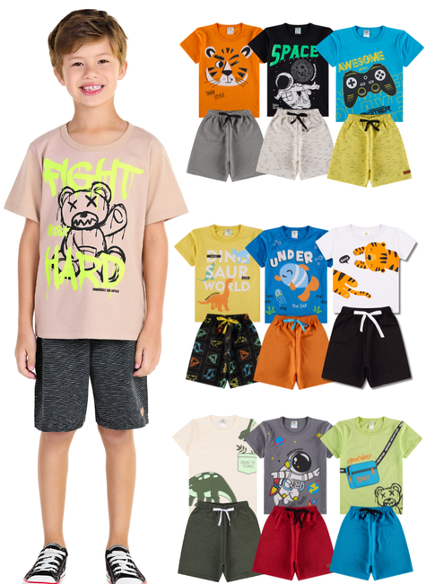 Kit Sortido Conjunto Infantil Menino Kit 10 Conjuntos