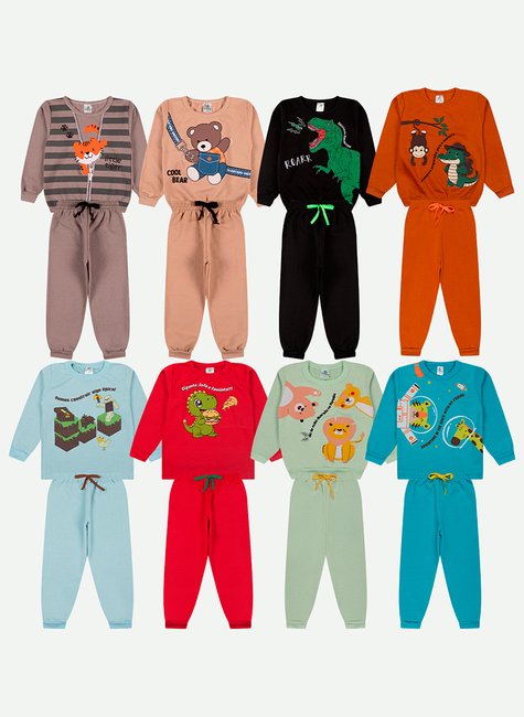 Kit Sortido Conjunto Moletom Infantil Menino Kit 7 Conjuntos