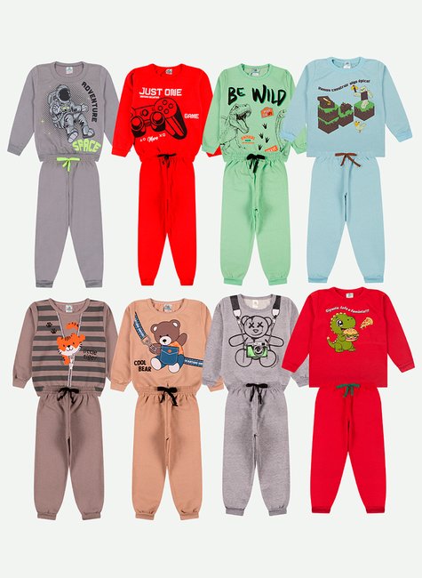 Kit Sortido Conjunto Moletom Infantil Menino Kit 7 Conjuntos