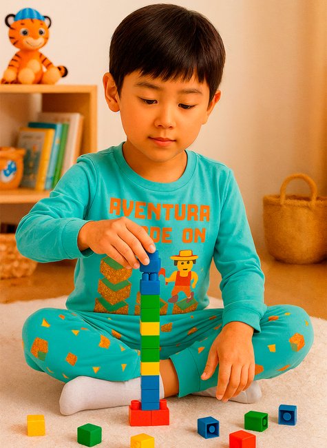 Pijama Infantil Masculino Longo Aventura Mode On Estilo Blocos