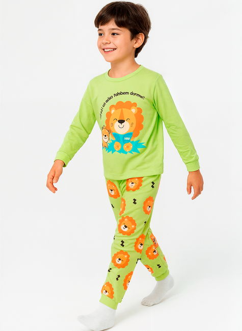 Pijama Infantil Masculino Longo Leãozinho “O Rei da Selva Também Dorme”