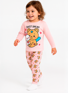 Pijama Longo Infantil Feminino Ursinho