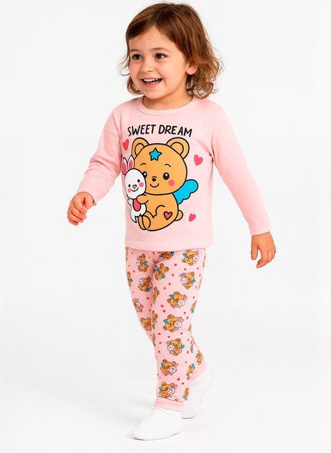 Pijama Longo Infantil Feminino Ursinho