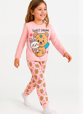 Pijama Longo Infantil Feminino Ursinho
