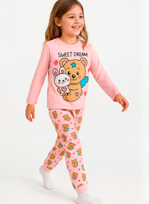 Pijama Longo Infantil Feminino Ursinho