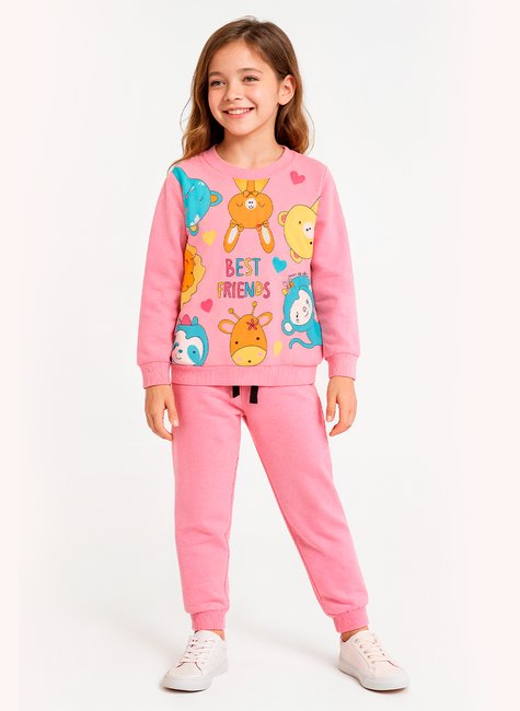 Conjunto Moletom Infantil Menina Bichinhos Best Friends