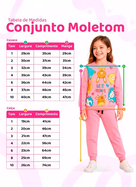 Conjunto Moletom Infantil Menina Bichinhos Best Friends