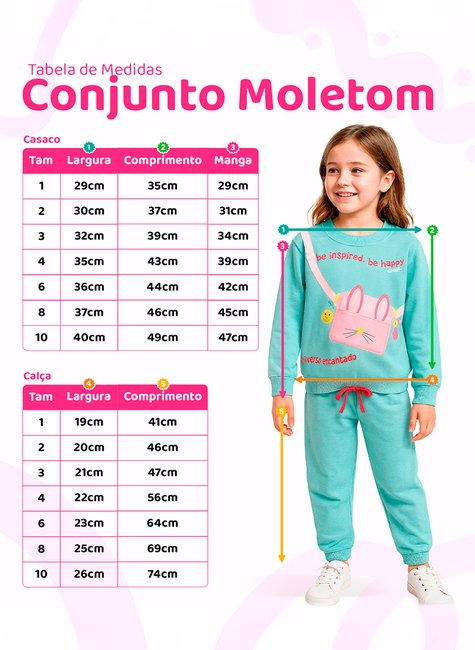 Conjunto Moletom Infantil Menina Bolsa Coelhinho