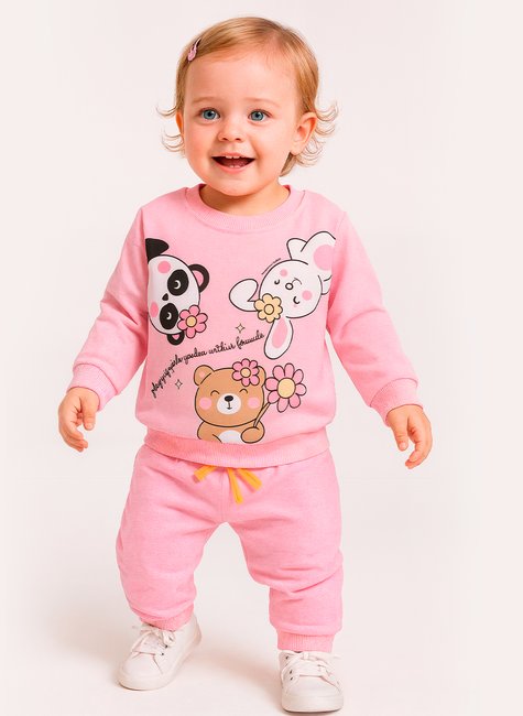 Conjunto Moletom Infantil Menina Jardim Divertido