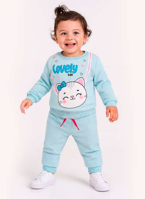 Conjunto Moletom Infantil Menina Gatinha Lovely