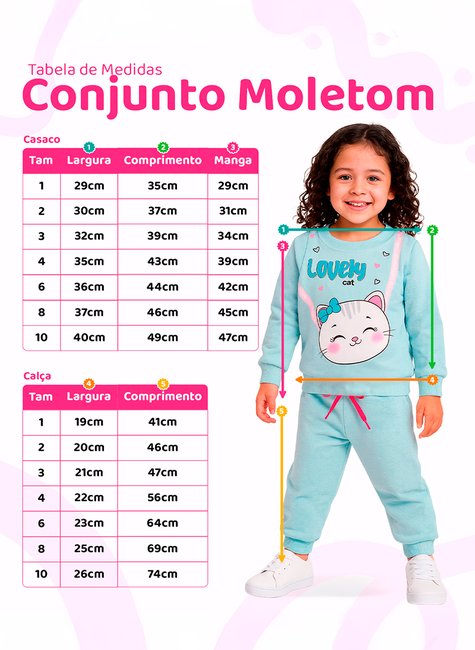 Conjunto Moletom Infantil Menina Gatinha Lovely