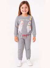 Conjunto Moletom Infantil Menina Lhamas Divertidas