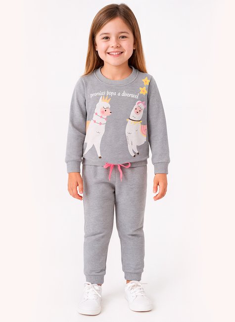 Conjunto Moletom Infantil Menina Lhamas Divertidas
