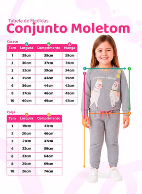 Conjunto Moletom Infantil Menina Lhamas Divertidas