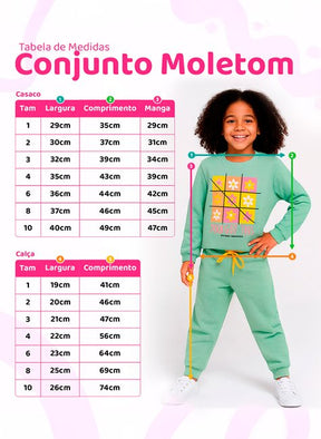 Conjunto Moletom Infantil Menina Flores Jogo da Velha