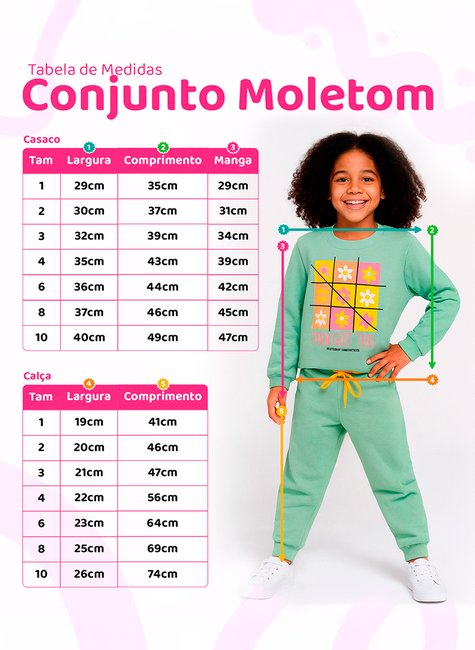 Conjunto Moletom Infantil Menina Flores Jogo da Velha