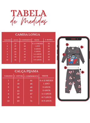 Pijama Infantil Longo Super Dorminhoco Herói Cinza